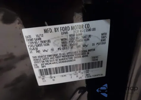 2013 Ford Edge Limited from USA, damaged, VIN 2FMDK4KC3DBB20854